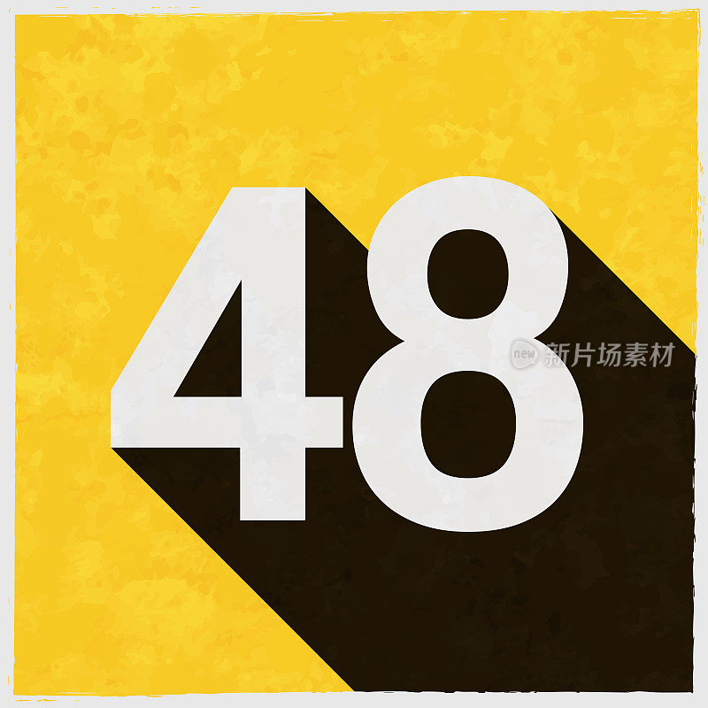 48 - 48号。图标与长阴影的纹理黄色背景